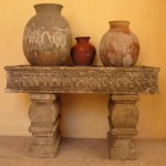 Antique stone console and pots from an old Mexican Church